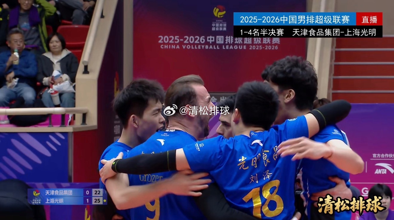 2025-2026中国男排超级联赛A级季后赛总决赛1-4名半决赛第一回合天津食品