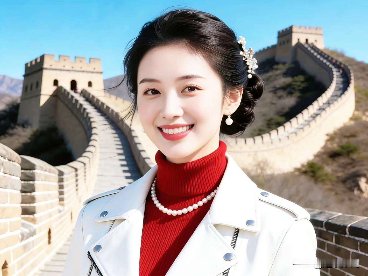打卡长城，红衣少女与古韵的完美结合📸