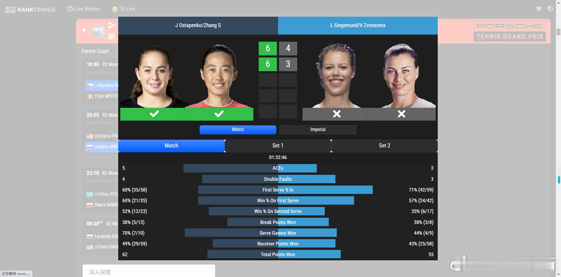 限定组合继续获胜，今天基本上每局金球给圆圆磕一个呗红土撒野季 斯图加特站双打1/