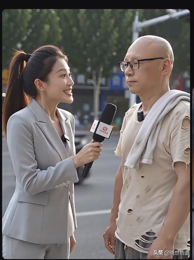 昨天在街头上，看到一位美女记者采访一位大爷，我凑过去看个稀罕。美女本想采点正能量