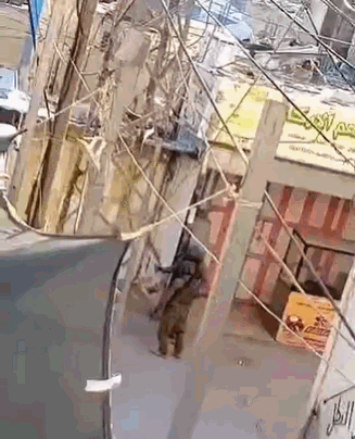 日前有巴勒斯坦约旦河西岸地区的居民拍摄到了以色列士兵在居民区里偷了一只鸡。