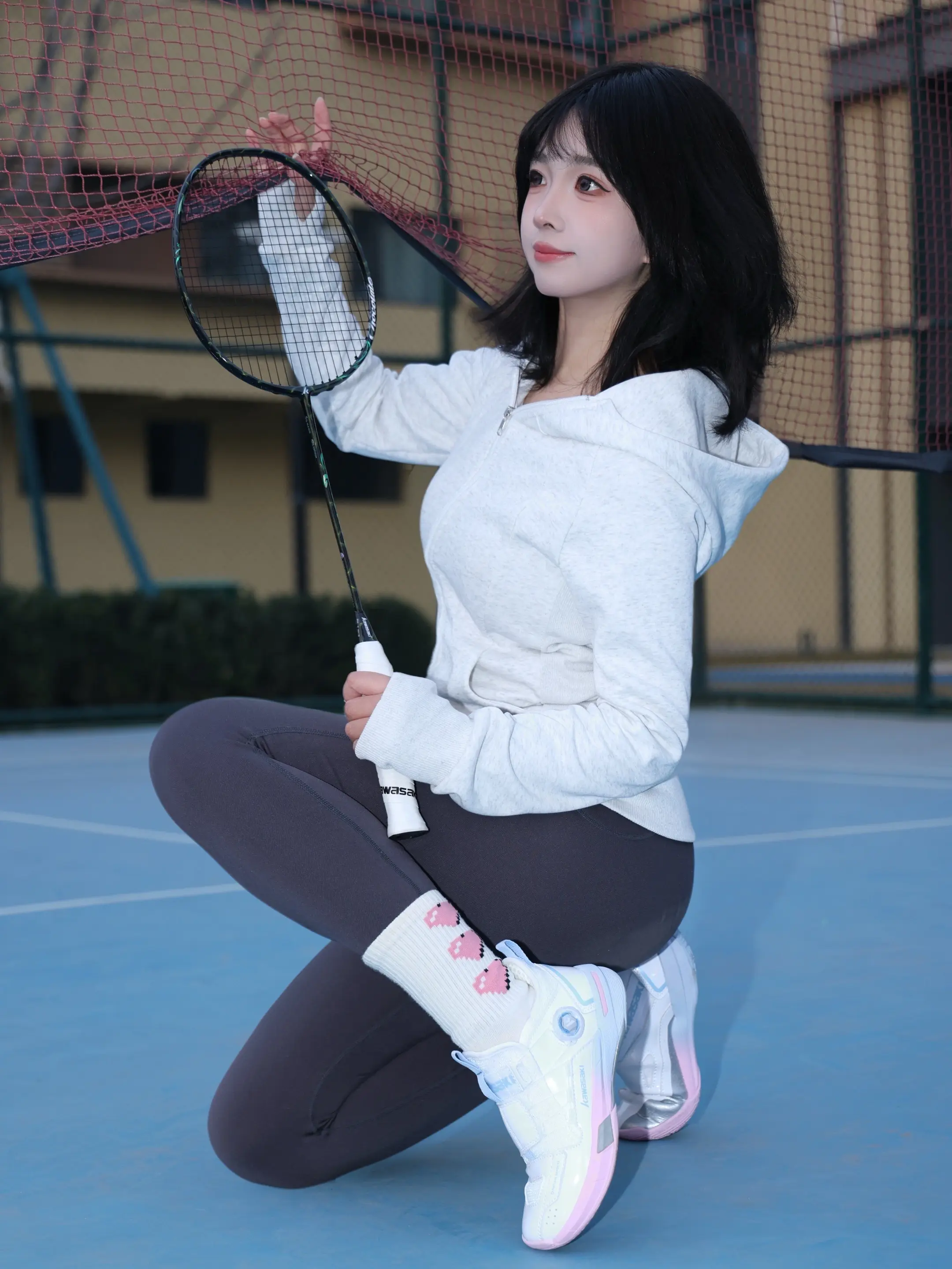 又来分享羽球ootd啦！我好喜欢这双川崎穿越2.0MID球鞋，去打球穿...