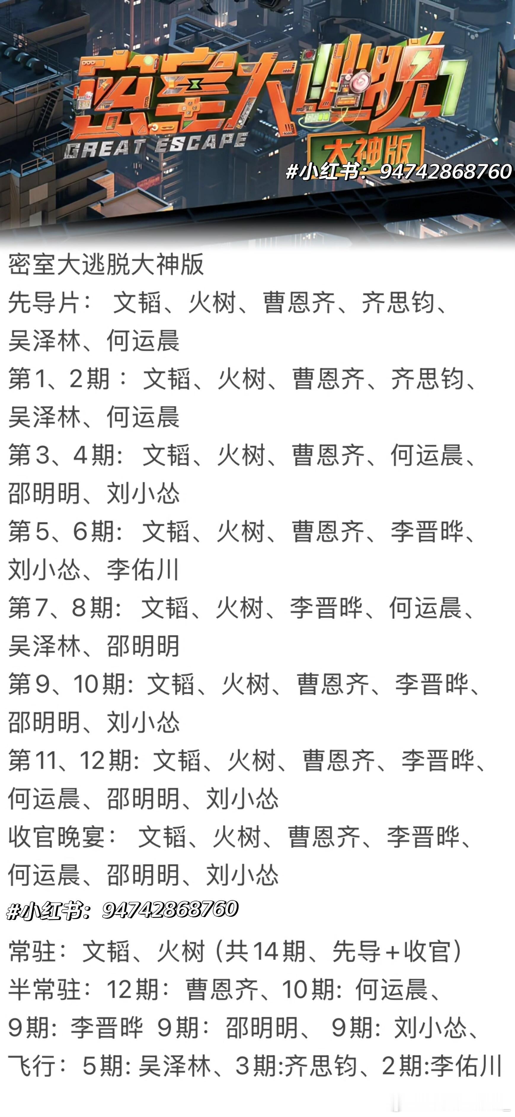 密室大逃脱大神版14期汇总（先导+收官）文韬｜火树｜曹恩齐｜齐思钧｜吴泽林｜邵明