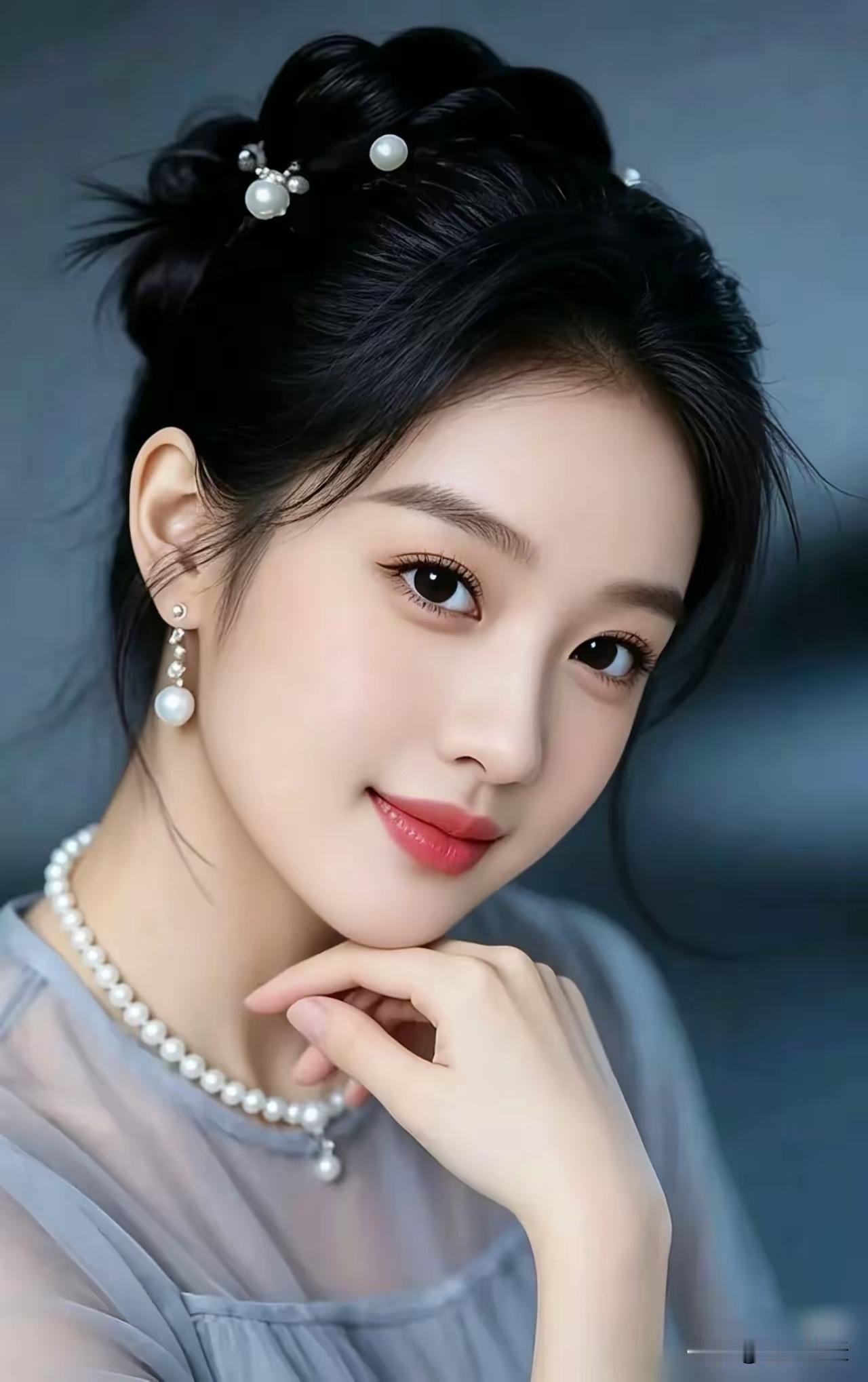 这姑娘真漂亮，像画里走出来的一样。