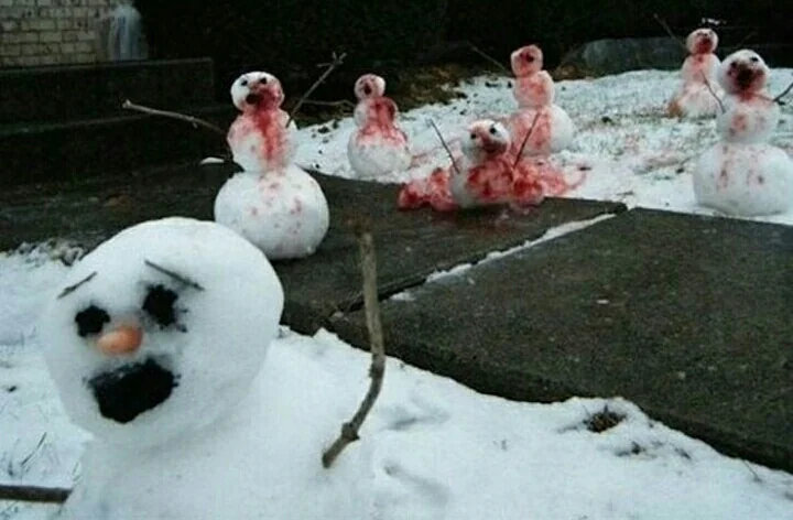 血腥雪人⛄慎入，我也不知道我为什么要在半夜搜罗这种图片。 