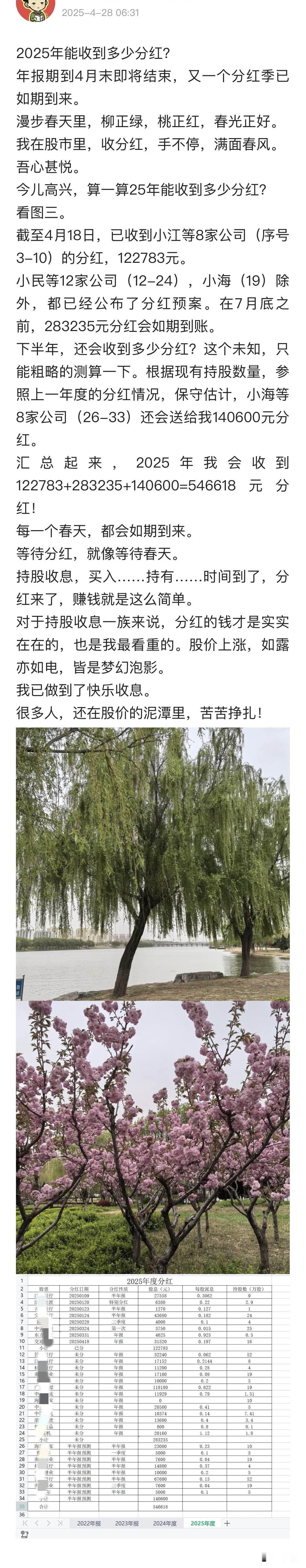 2025年股息分红预计到手54万多，还要啥自行车啊[呲牙][赞]
这位散户股民应