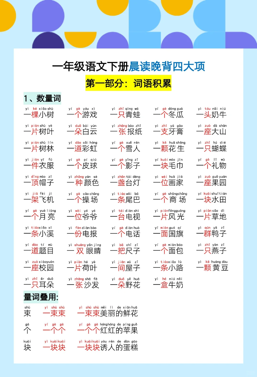 一下语文 | 一定要背！晨读晚背四大专项