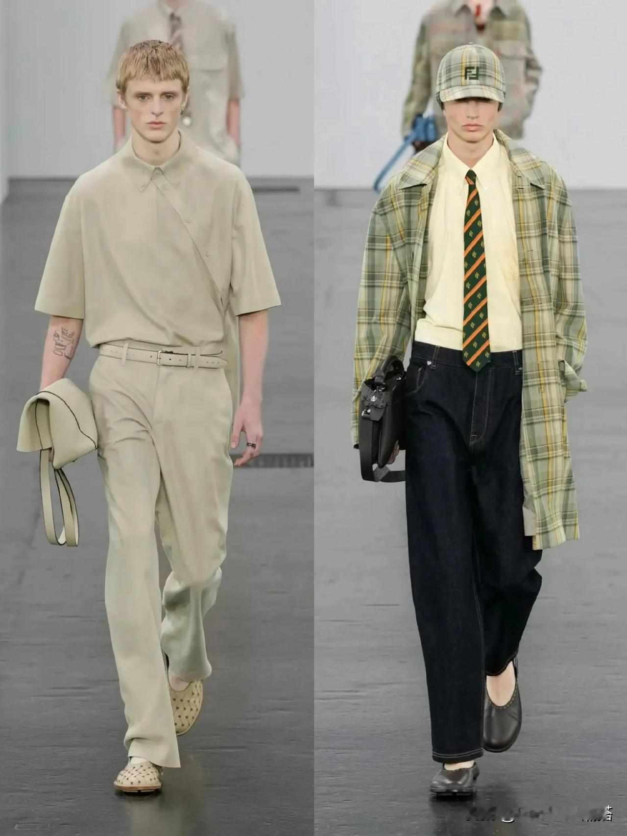 Fendi Spring/Summer 2025秀场，爱💖惨这种低饱和度的配色