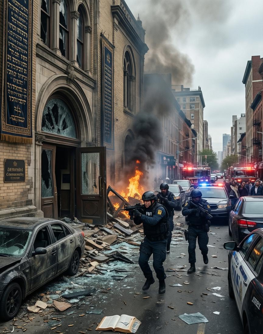 当地时间3月12日，美国密歇根州一座犹太教会堂遭遇恶性袭击——嫌疑人先开车冲撞，