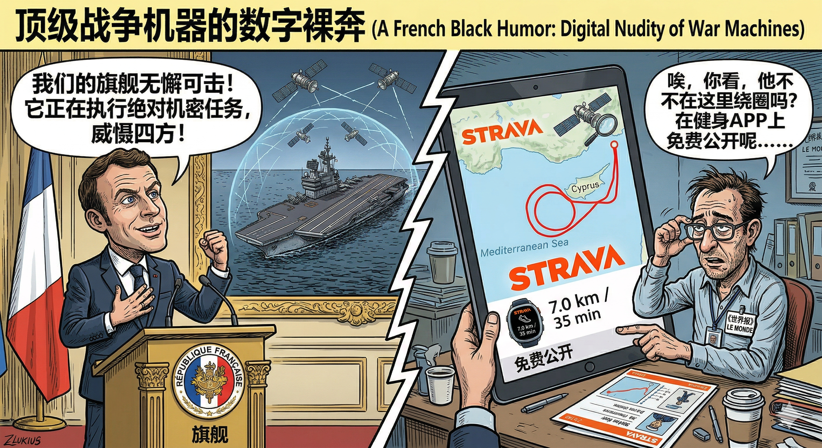 一艘造价数十亿欧元的核动力航母，本该处于高度戒备，却被一名水兵随身带的运动设备泄