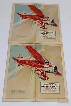 这是一张上世纪三十年代出版发行的美孚（Stanavo）航空地图，展示了纽约-纽瓦