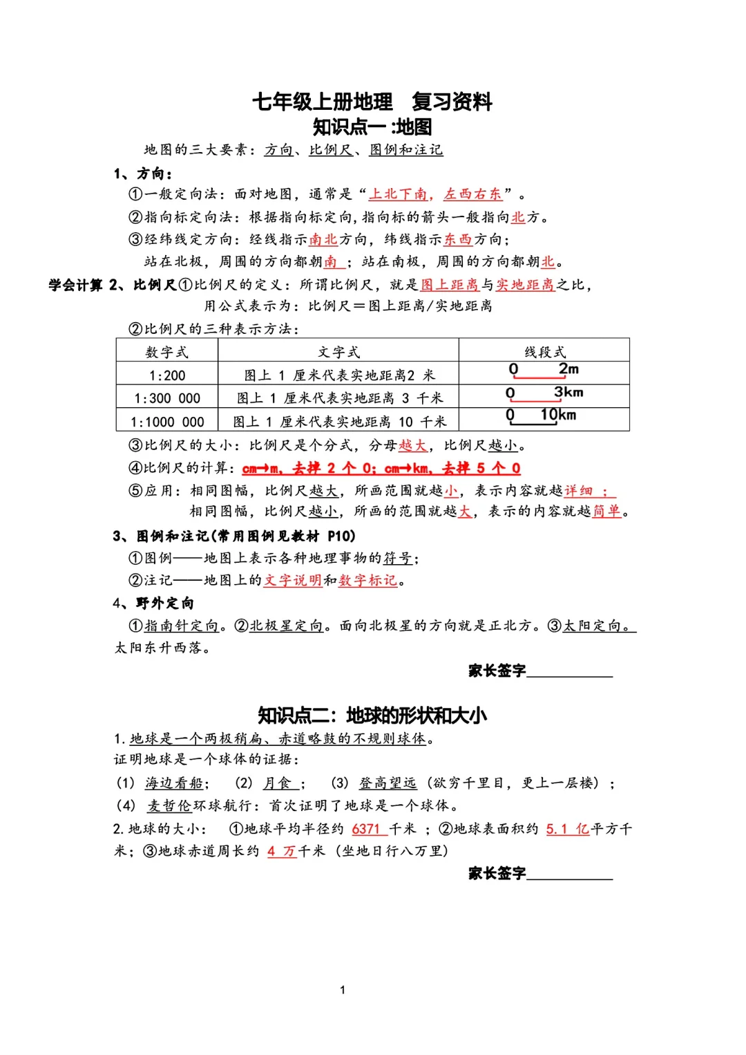 七年级上下册全册地理背诵资料湘教版