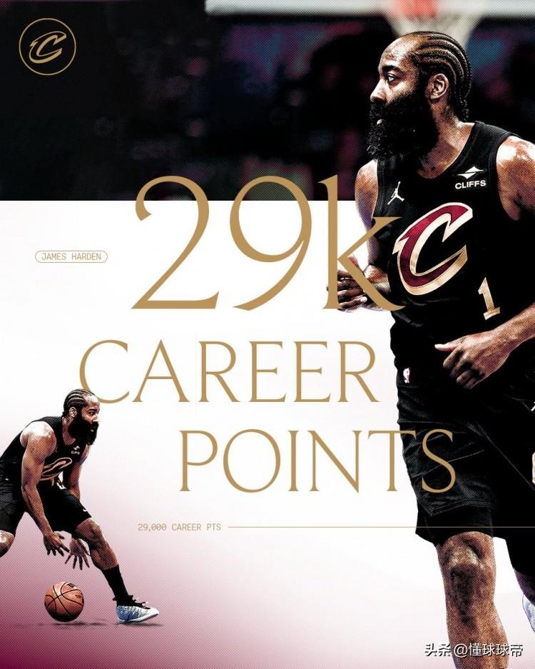 下一个3万分先生，哈登职业生涯总得分破29000分!

在今天骑士与76人的比赛