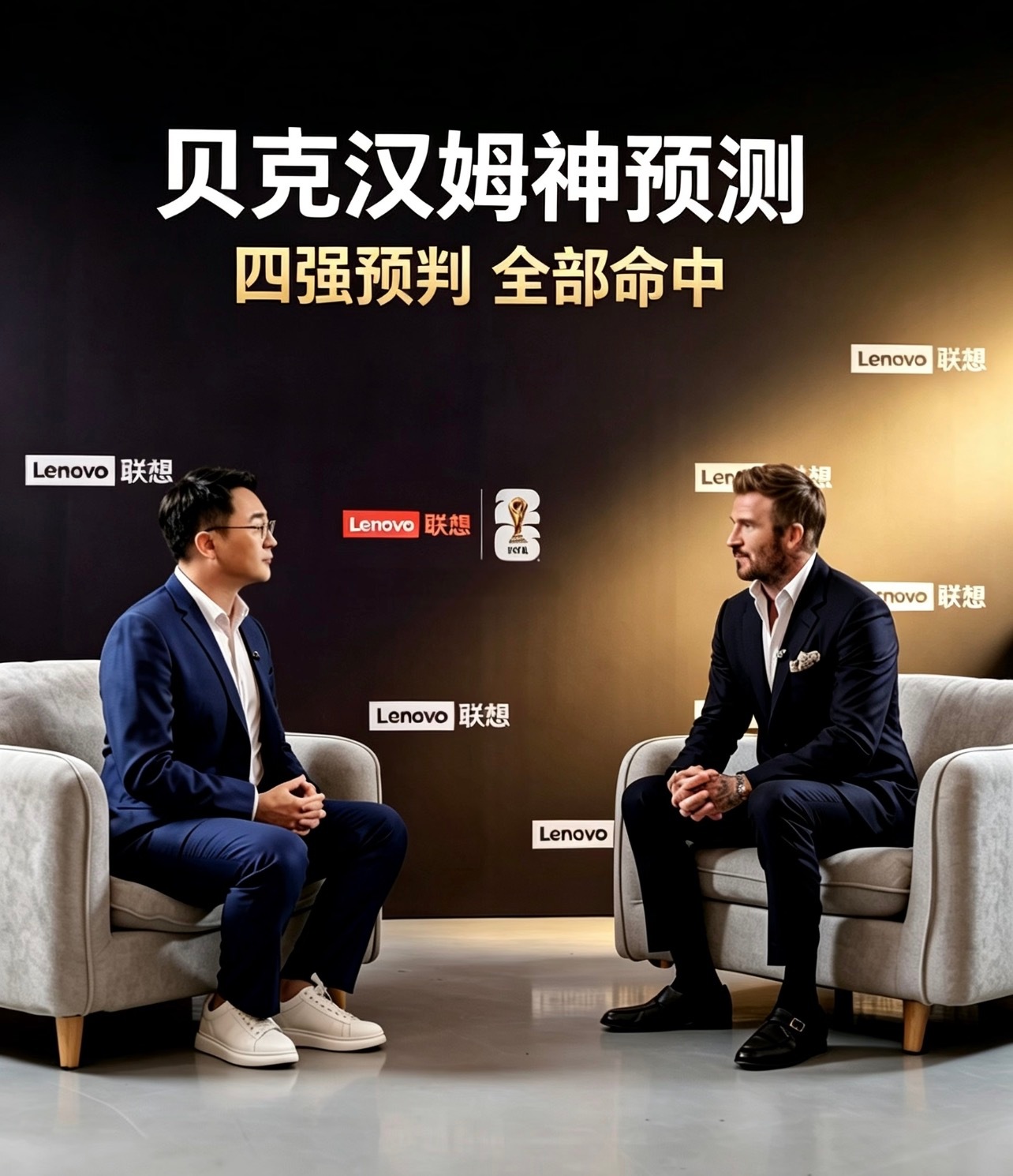 贝克汉姆四强预测全中 贝克汉姆的四强预测全中，比任何专家都准。英格兰、阿根廷、法