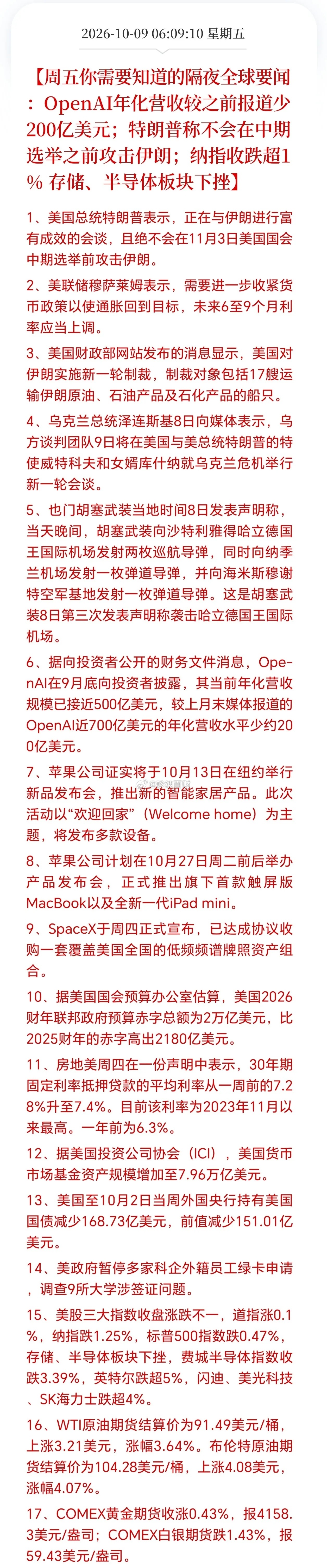 周五盘前你必须知道的隔夜全球大事件，利空依然不少，信息量实在是炸裂[点赞][点赞