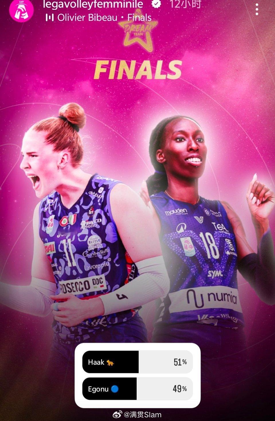 女排[超话]意大利女排联赛 梦之队评选:哈克🆚埃格努 ​​​