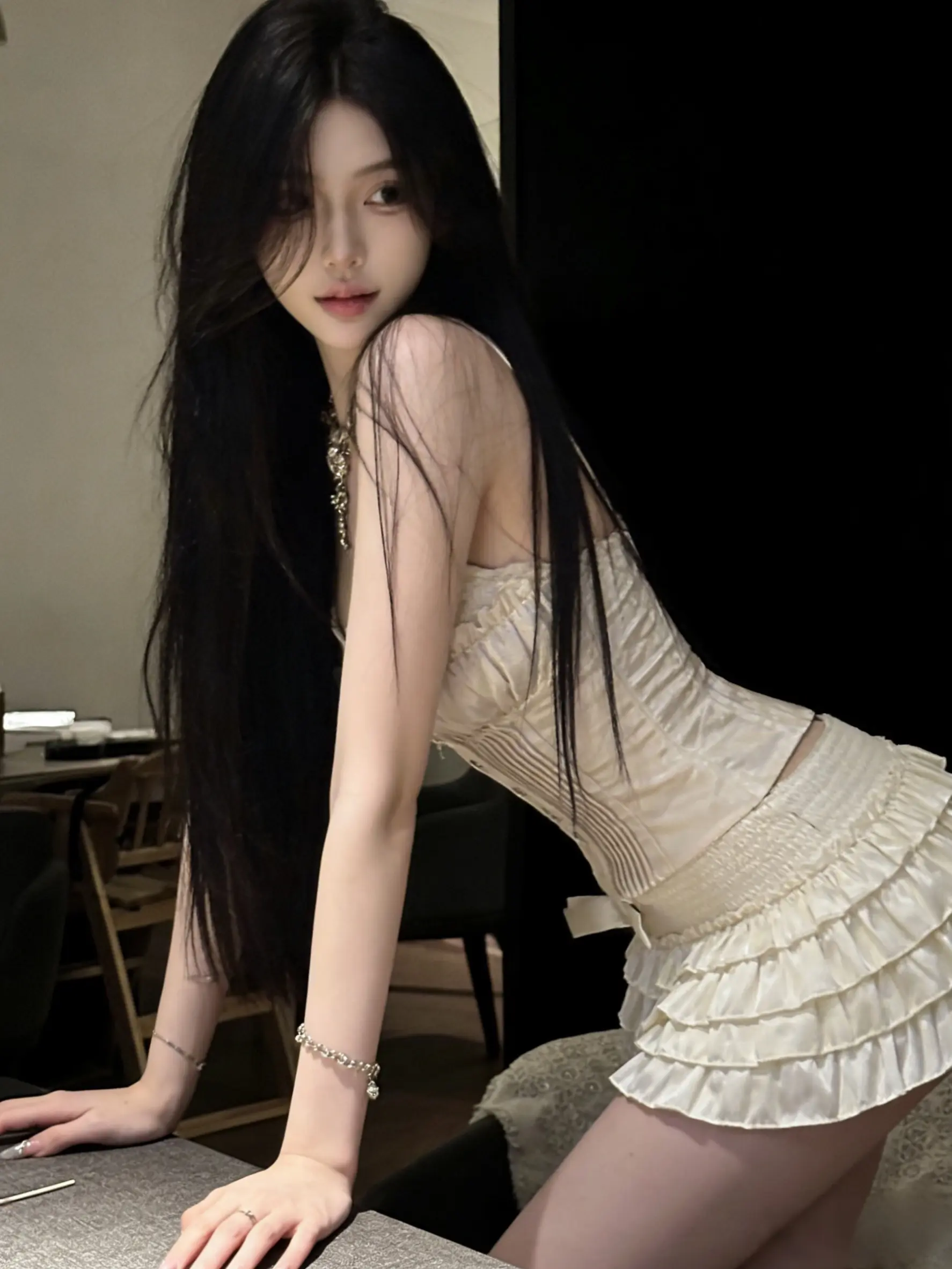 软妹裙 穿搭 白色蕾丝抹胸裙 纯欲天花板 初恋裙