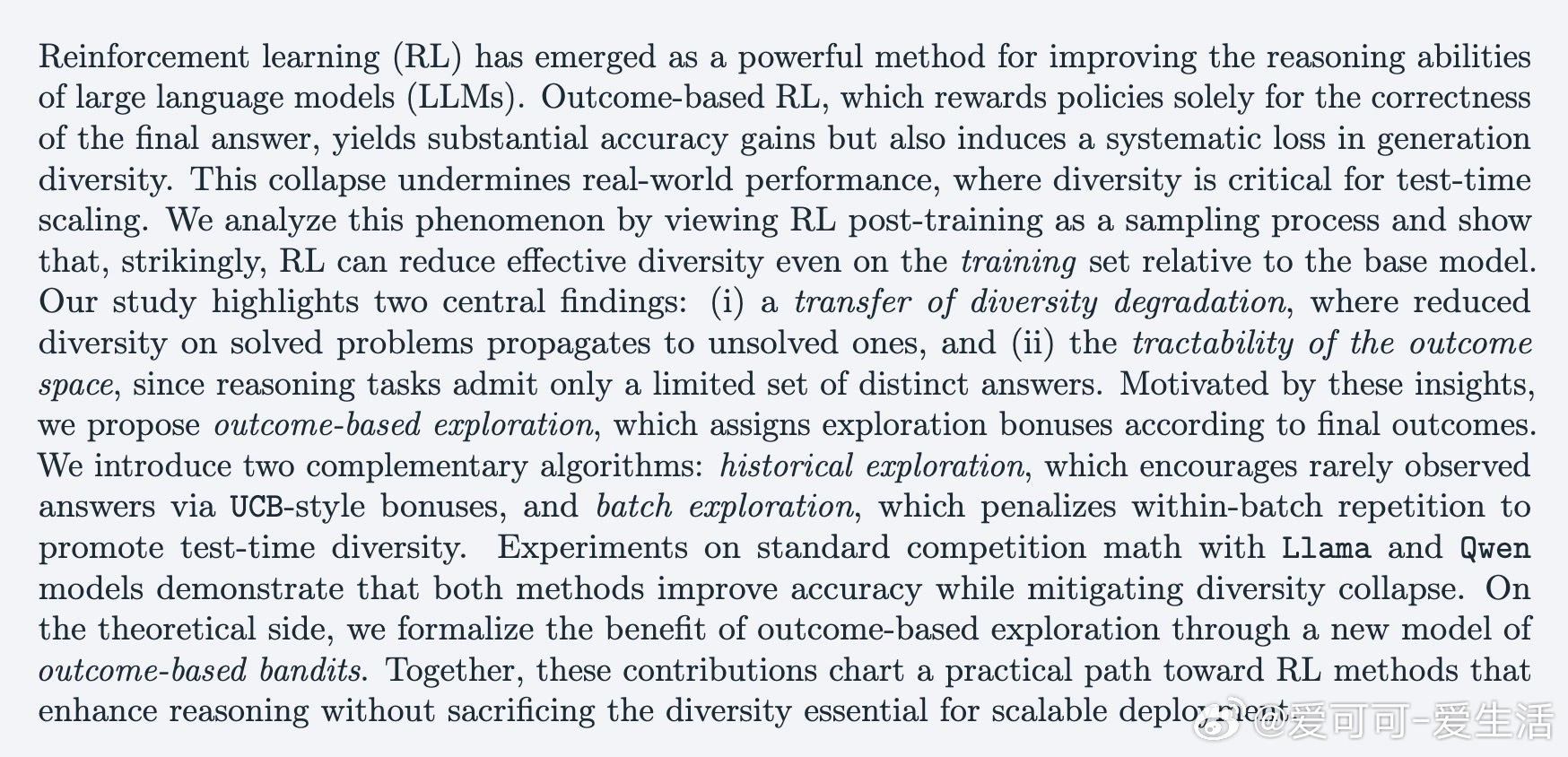 [LG]《Outcome-based Exploration for LLM R