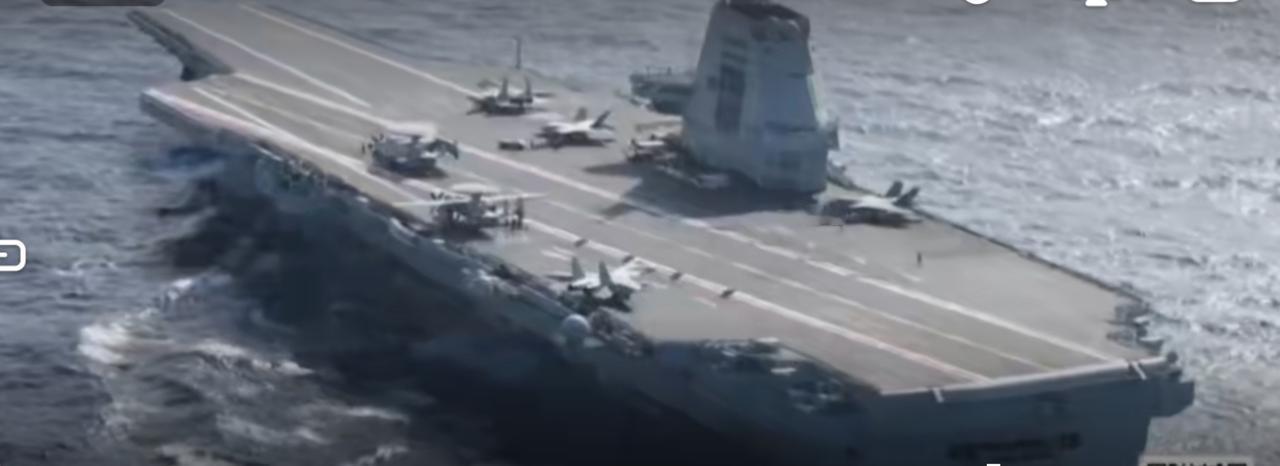 福建舰入列，人民海军正式迈入“三航母时代”。画面中，福建舰劈波斩浪航行于海面，歼