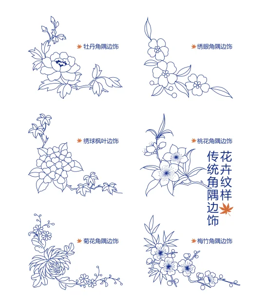 传统角隅边饰花卉纹样