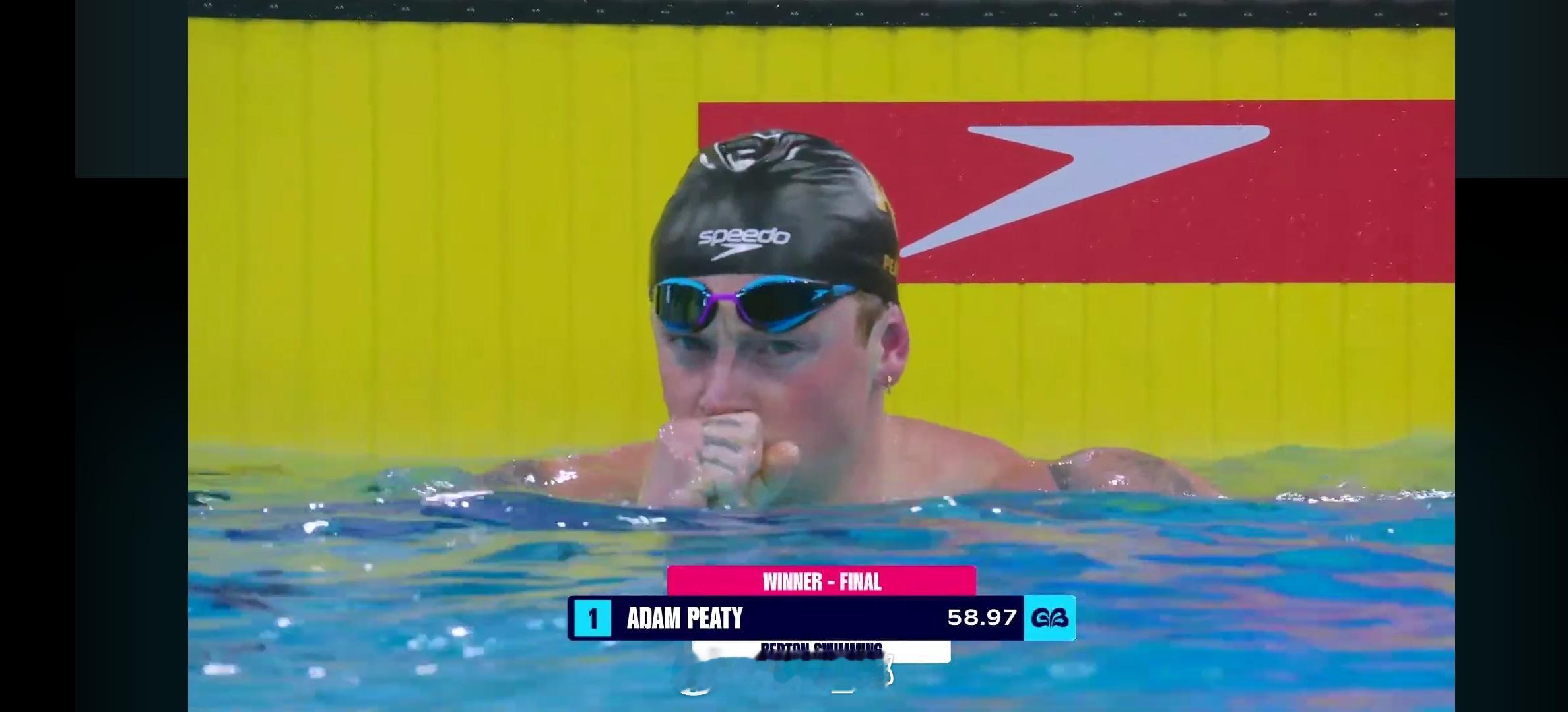 英国游泳锦标赛 男100蛙决赛Adam Peaty 58.97Filip Now