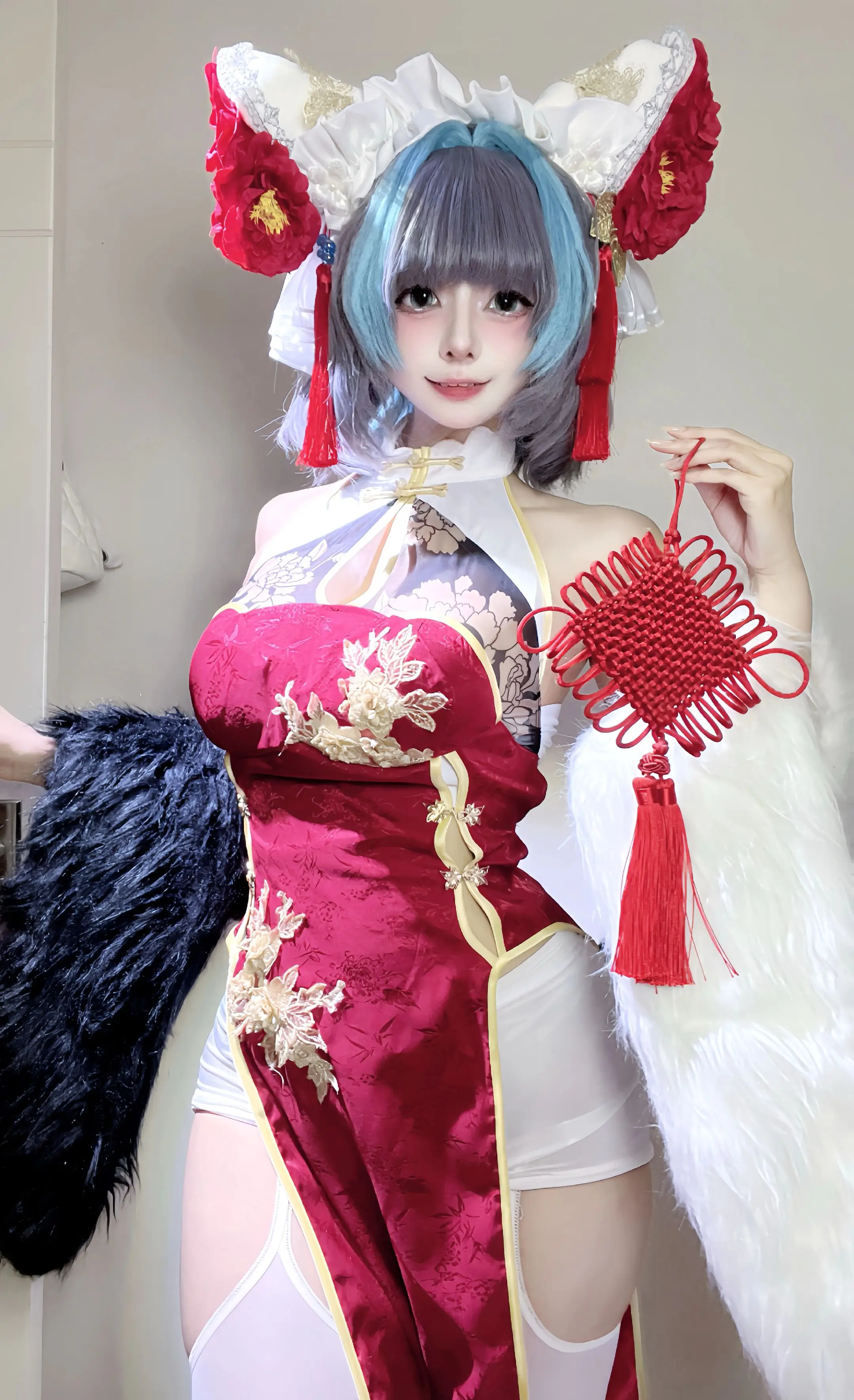 柴郡新年旗袍。指挥官大人ꉂ ᳐`ᗜ´  ᳐ฅ୭