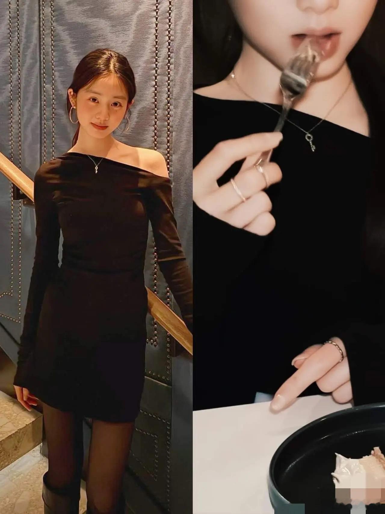 黄多多斜肩黑裙20岁黄多多斜肩黑裙状态在线，平价穿出高级感，清冷气质拉满，优雅灵