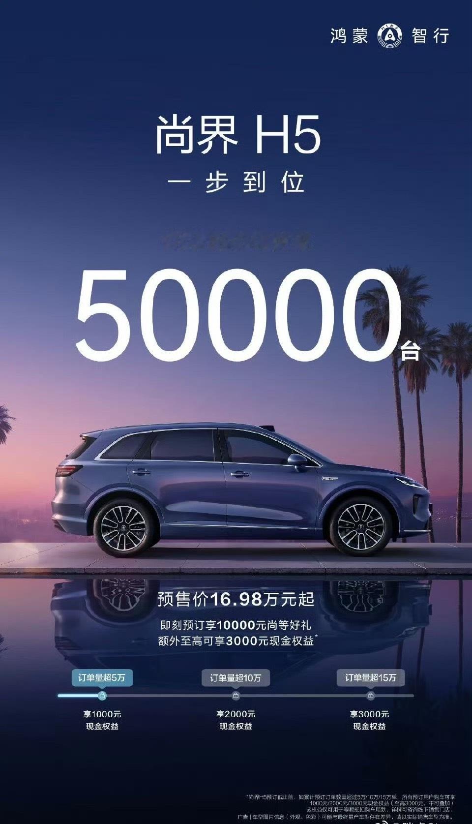 尚界H5 5w了， 够狠。 ​​​