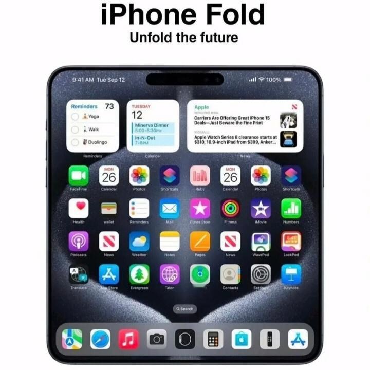 苹果大折叠「iPhone Fold」预计2026年秋季见，5.49英寸外屏、7.