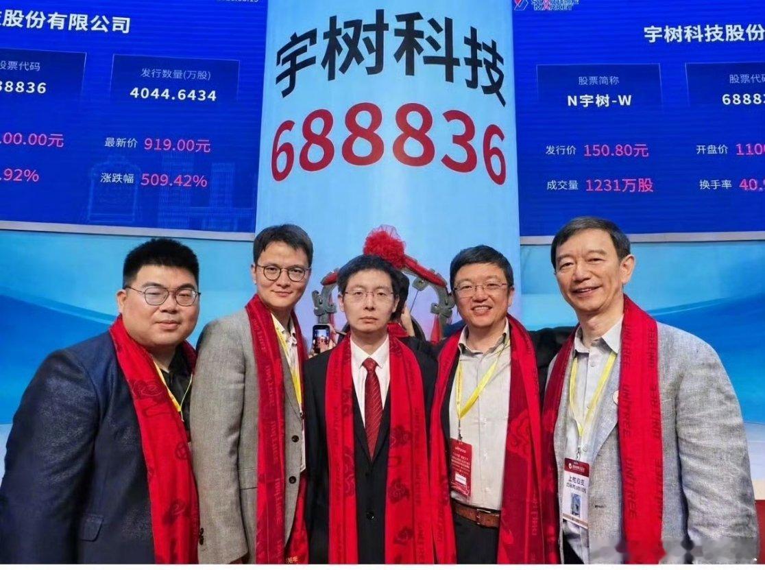 宇树科技上市庆功照流出今天只有宇树和股东们是开心的，造就了一大批亿万富翁。但今天