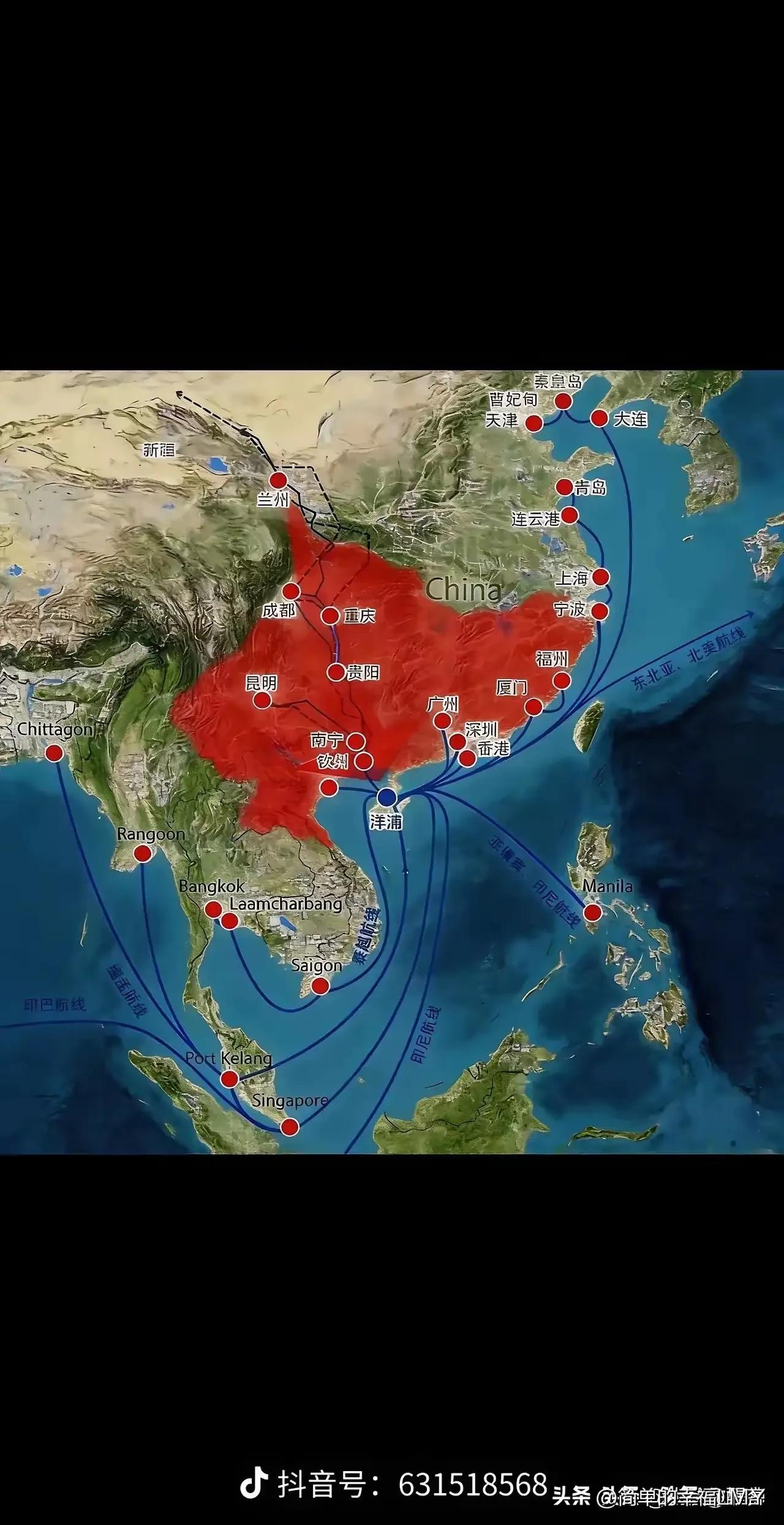 四十条巨轮，头都不回，直接绕过新加坡，奔着海南洋浦就去了，新加坡那边据说只能干瞪