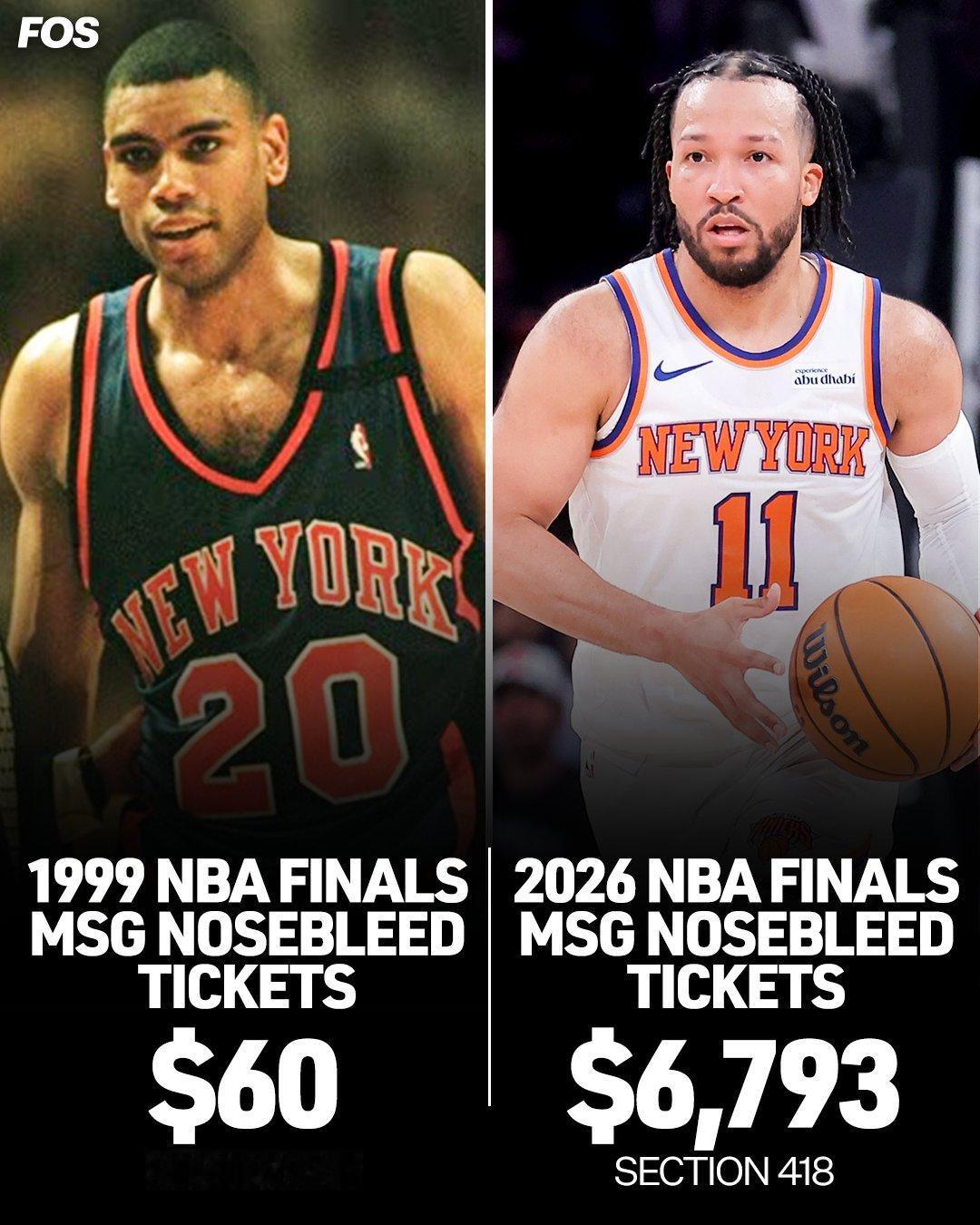 以下是1999年NBA总决赛和2026年NBA总决赛在麦迪逊广场花园（MSG）的