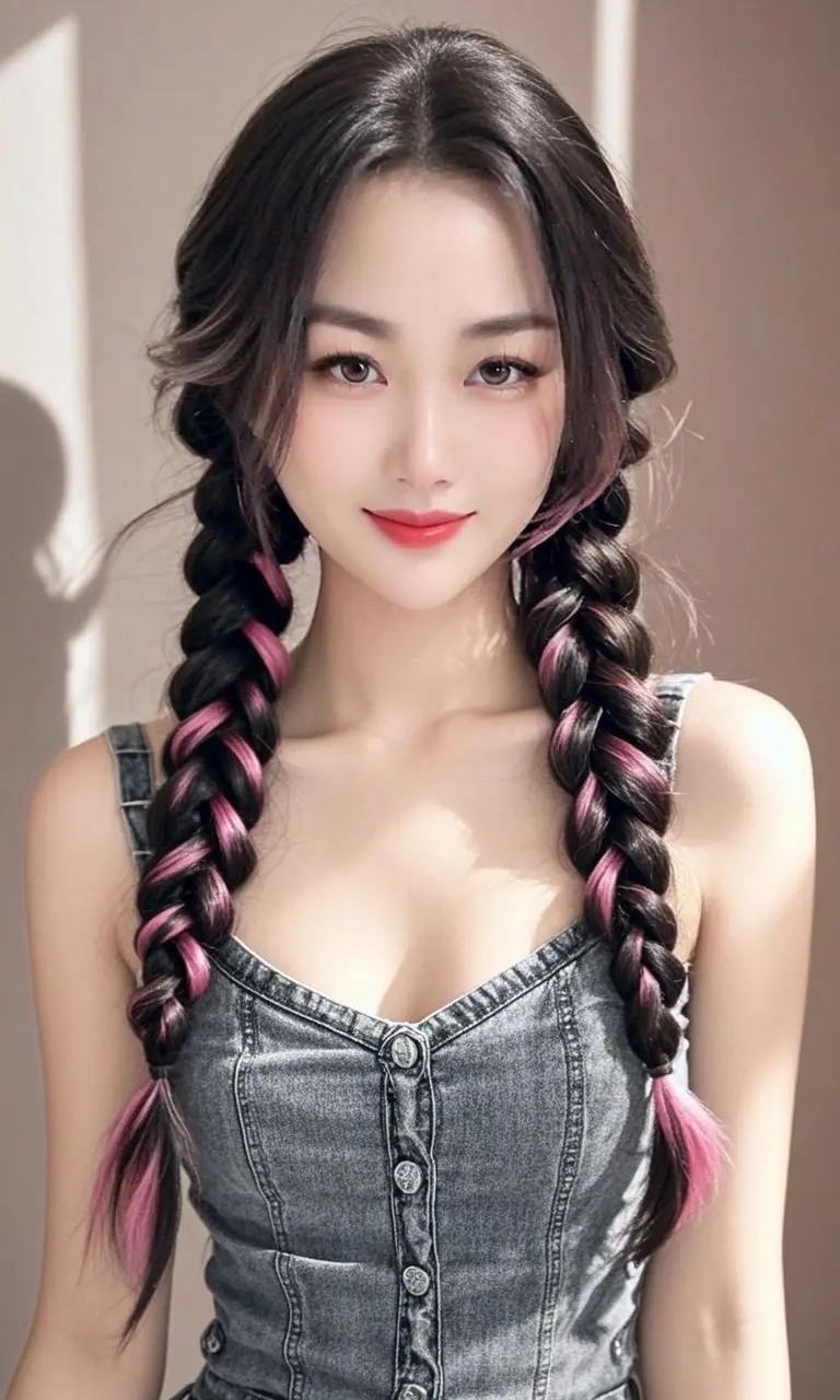 彩辫甜酷女孩