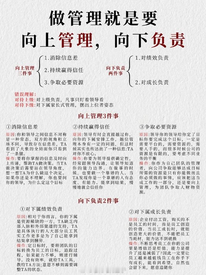 优秀的管理，都会向上管理，向下负责 ​​​