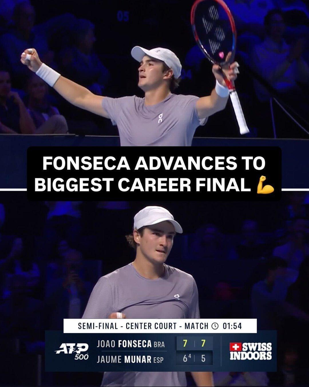 🇧🇷丰塞卡76，75穆纳尔🇪🇸19岁巴西小将打进个人首个ATP500决赛