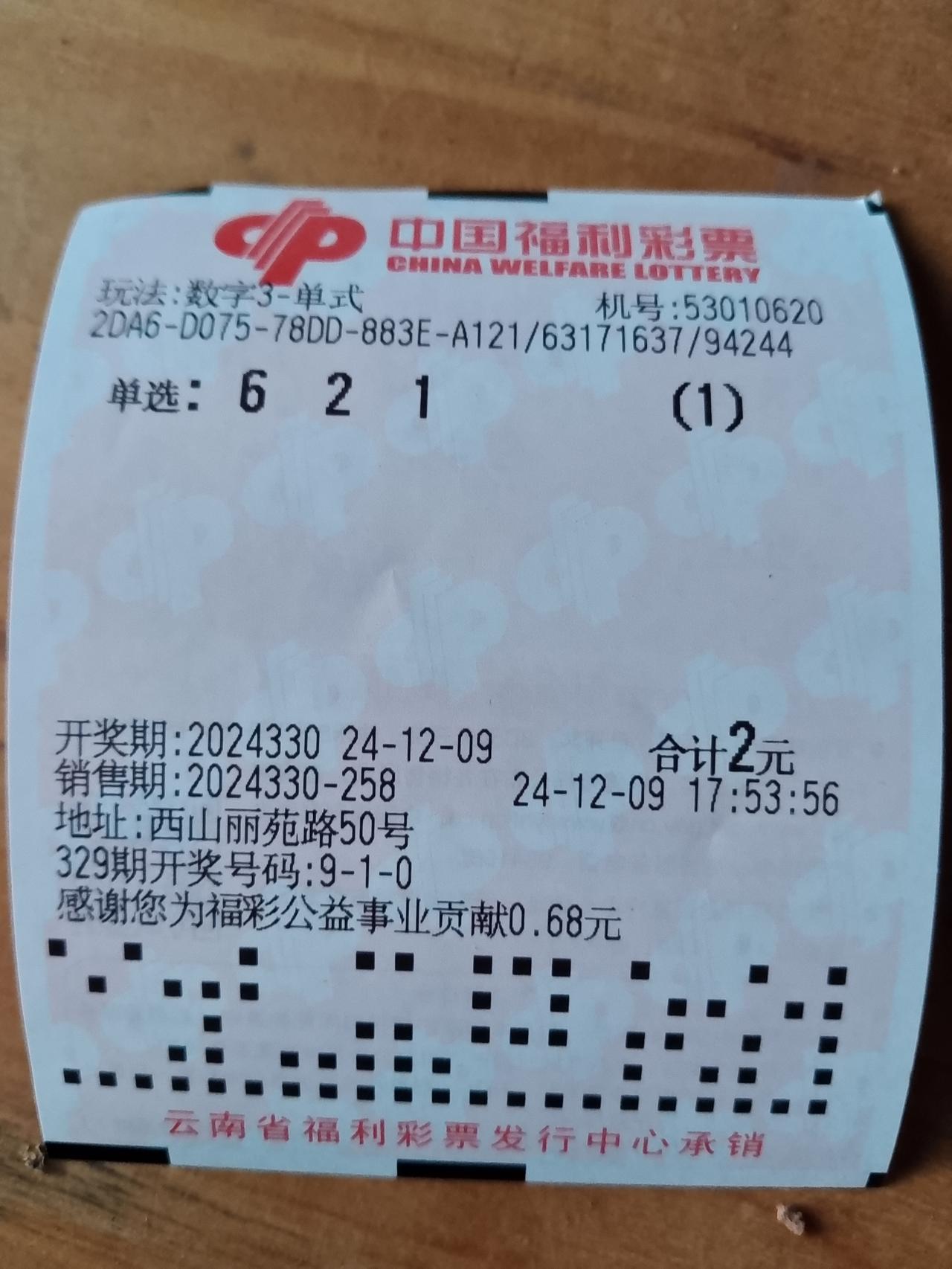 今日福彩3D票花，还是看好组六。