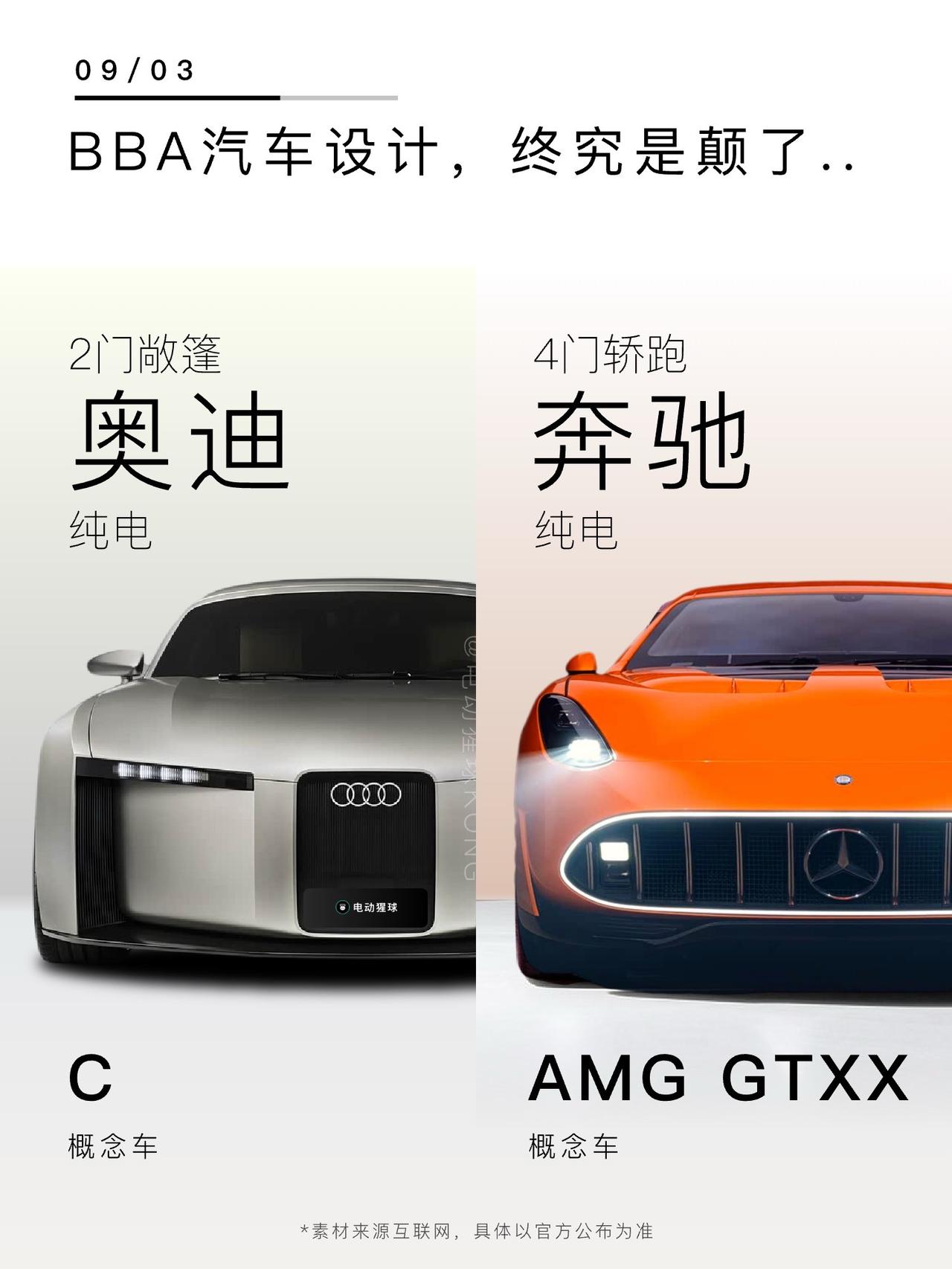 BBA的电车，终究是癫了..奥迪纯电概念跑车C发布，灵感来自04年发布的第三代奥