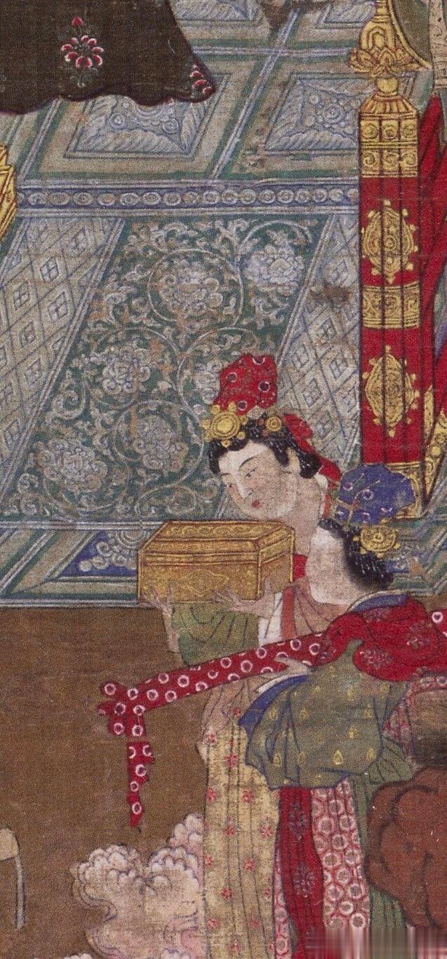 日本静嘉堂文库美术馆藏宋元（有争议）《十王图》里女性所捧经函工艺应该和浙江温州瑞