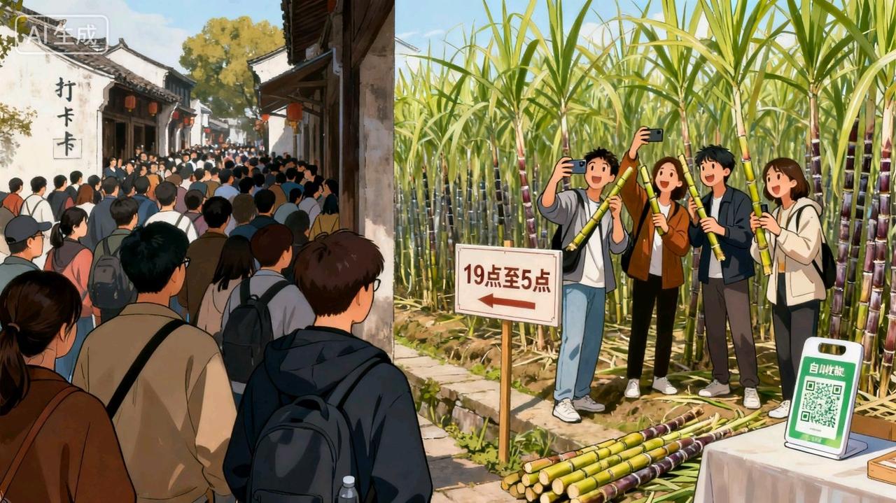 18元一根，“悄悄”品尝！绍兴甘蔗地成网红打卡地，上百人深夜前来：这届网友究竟在