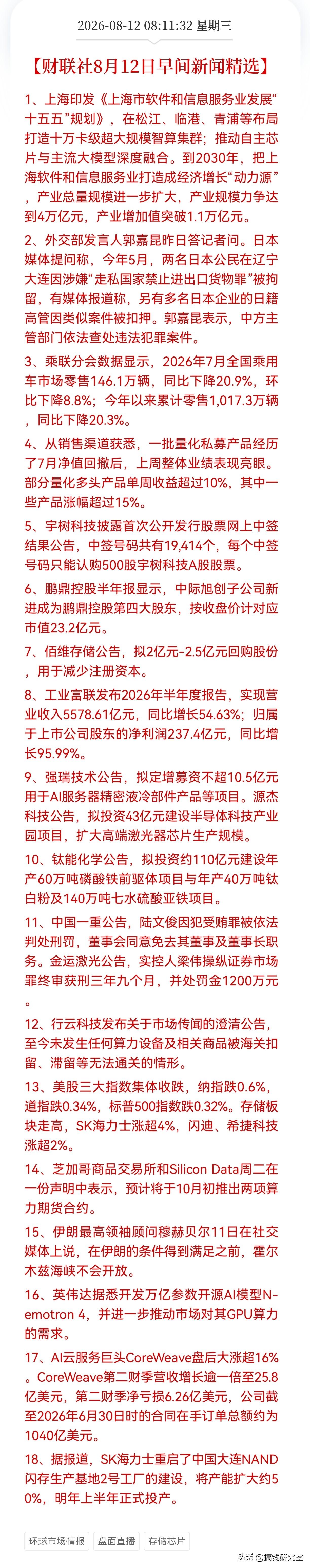 上海刚给软件信息服务业画了张4万亿的大饼，转头乘联会就甩出一张7月车市销量同比跌