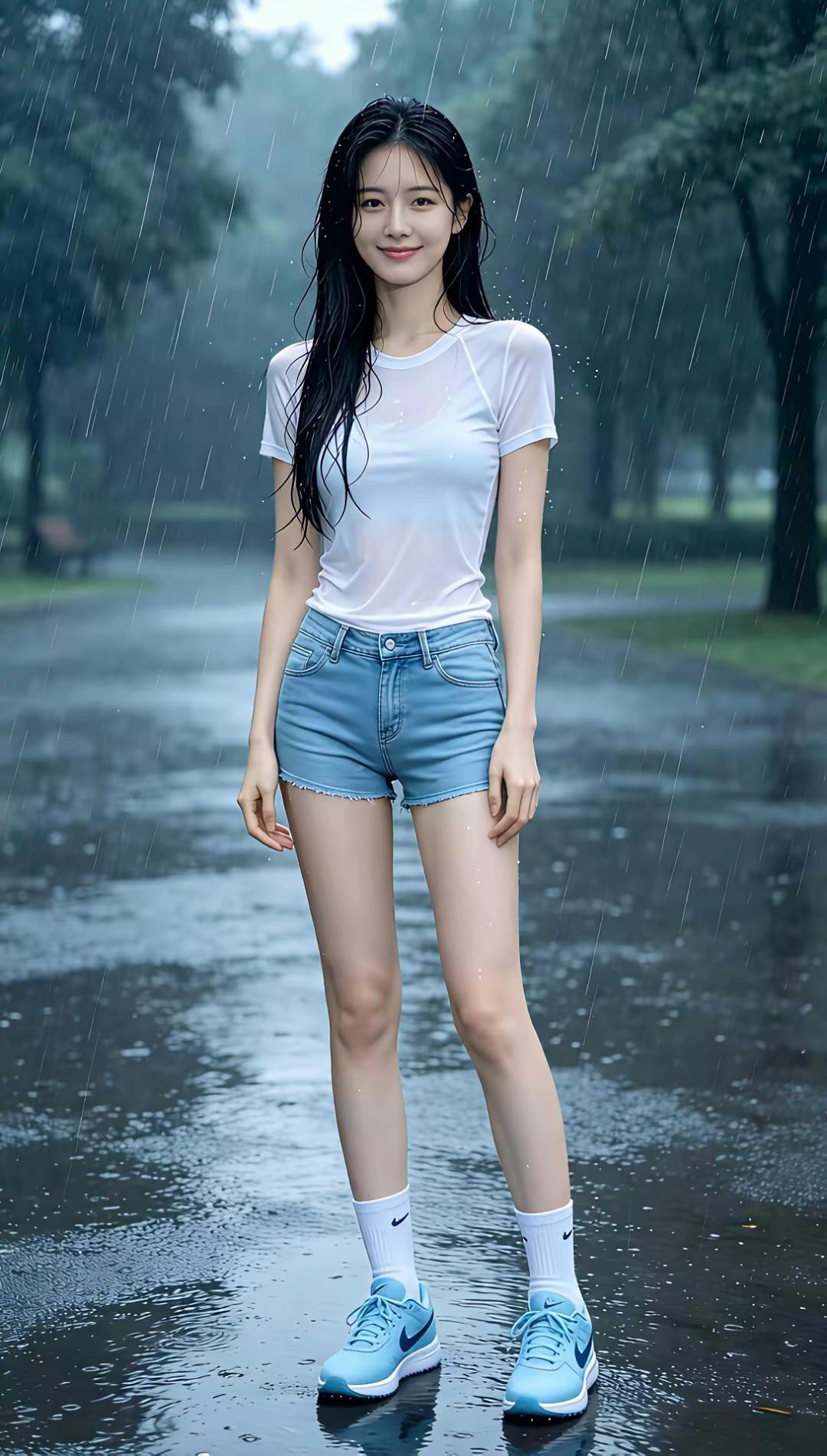 雨中漫步，清新自然，元气满满的一天！🌧️💦🌸