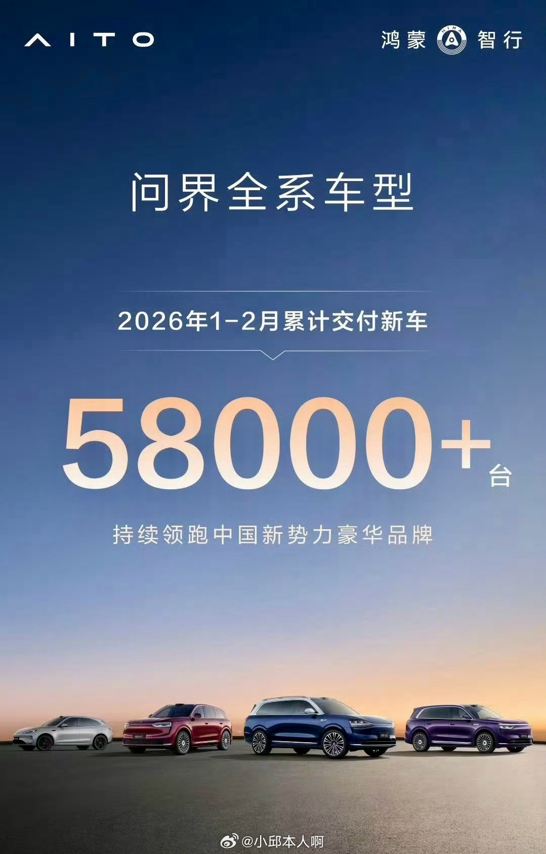 问界2月交付问界2月交付大概18000辆，环比明显下滑。官方没有单独发2月数据，