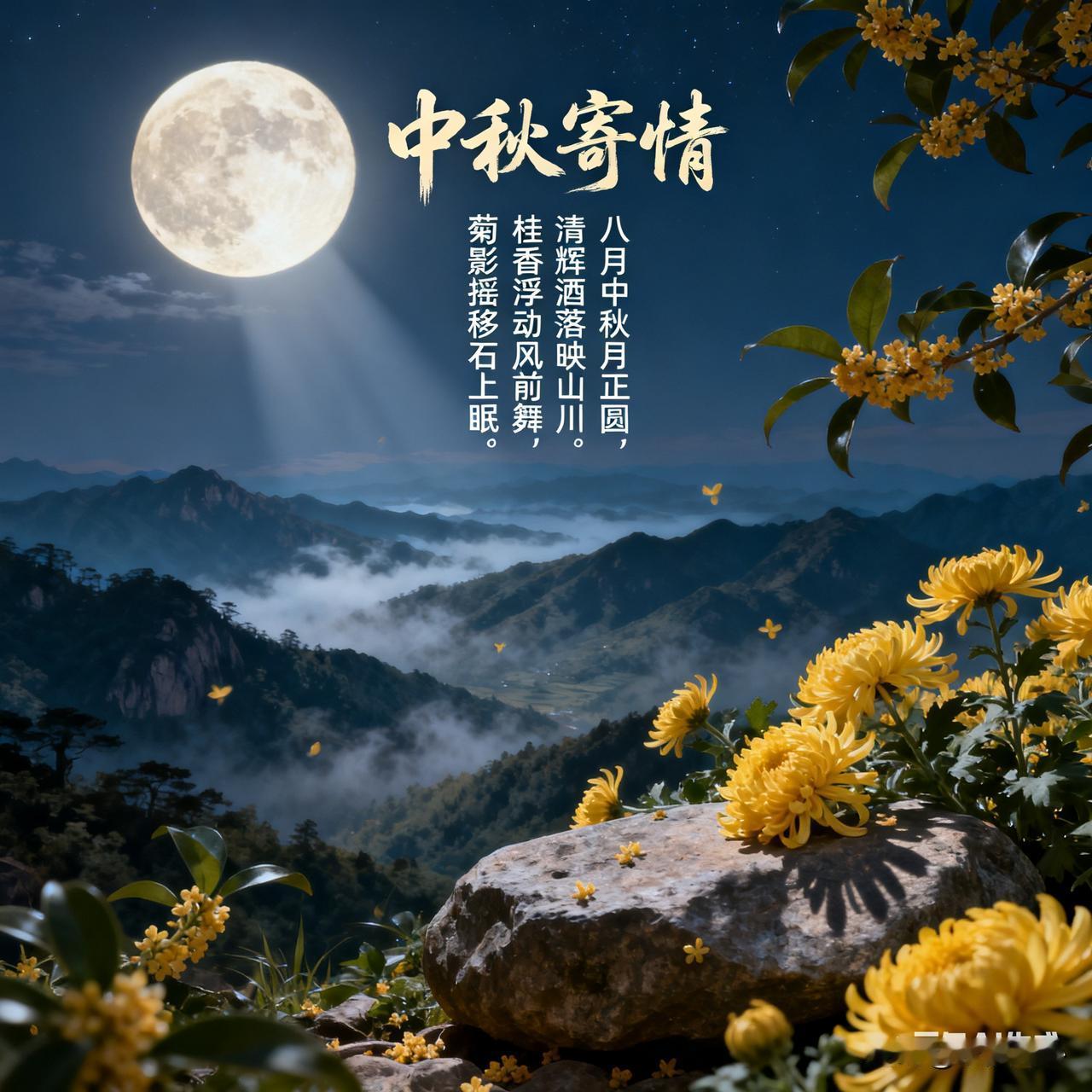中秋寄情《八月中秋月正圆》乐韵诗心原创:
 

 
八月中秋月正圆，清辉洒落映山