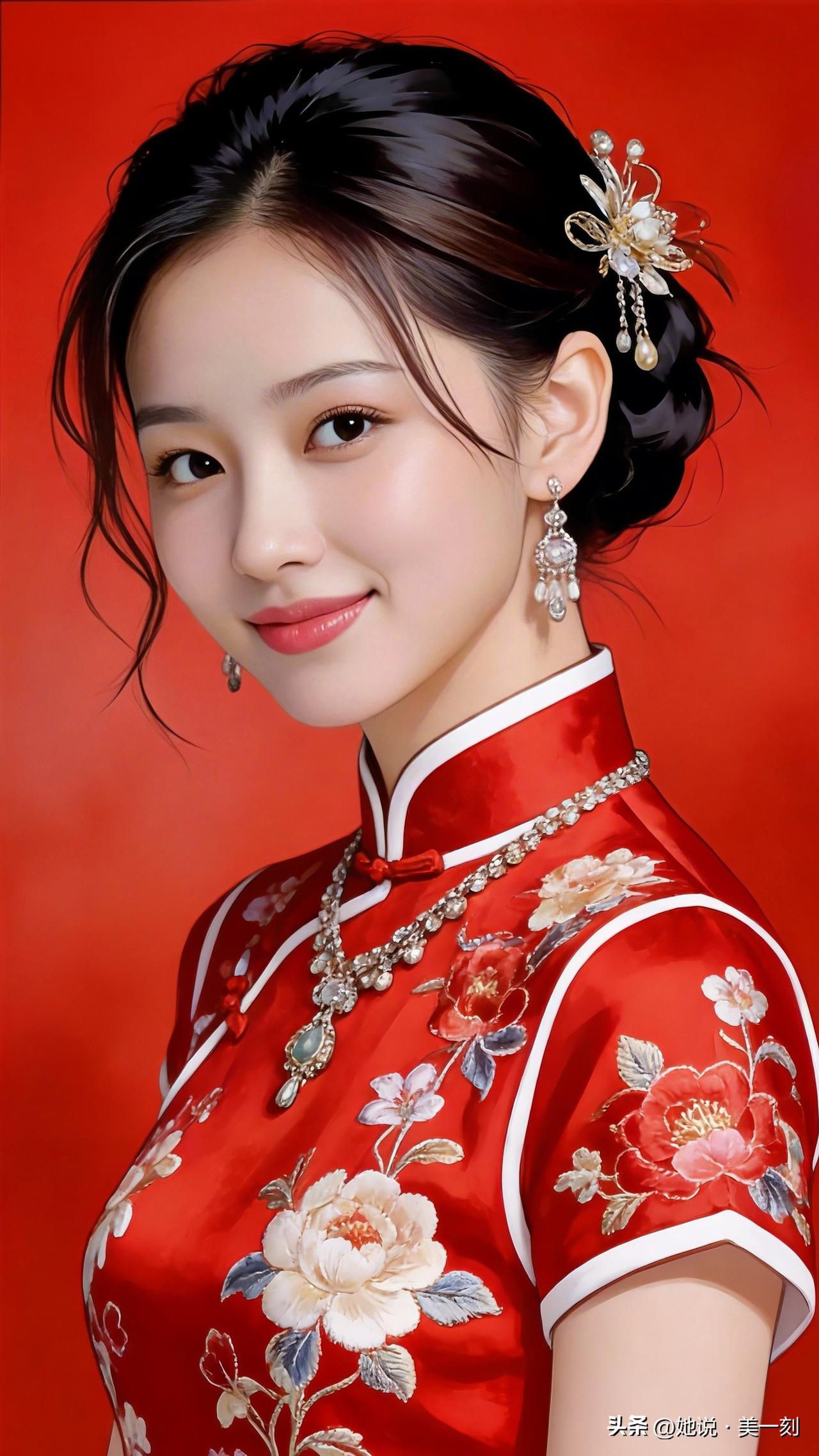 惊艳的古典美女，旗袍花饰，优雅动人！谁是你心中穿旗袍最美的女星