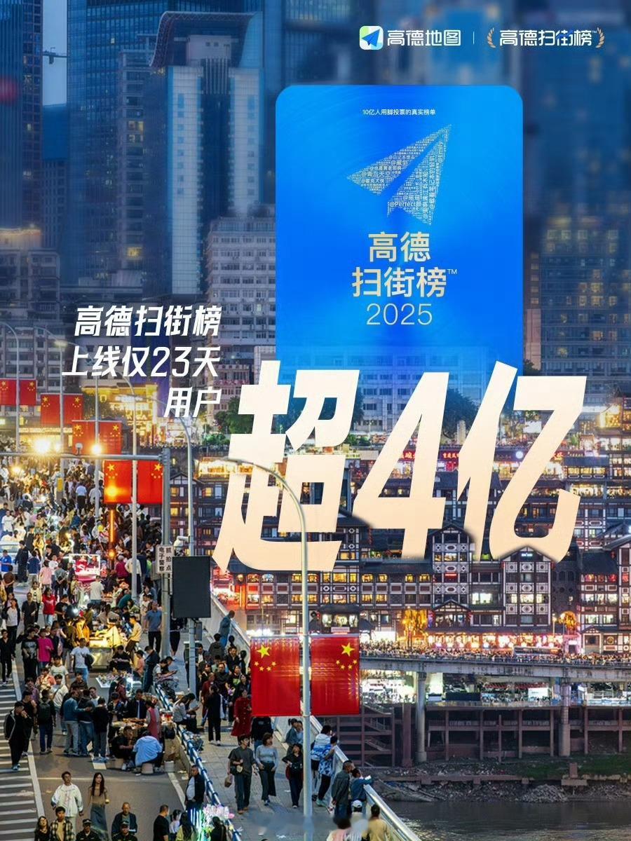 高德扫街榜用户超4亿 刚刷到这数据直接惊到！上线才23天，用户就飙到4亿，这增长