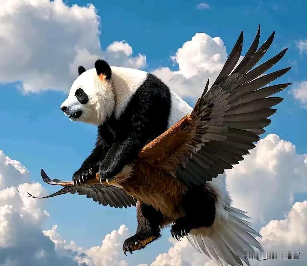 不知道谁做的图，挺好玩，大熊猫骑着美国的国鸟白头鹰！