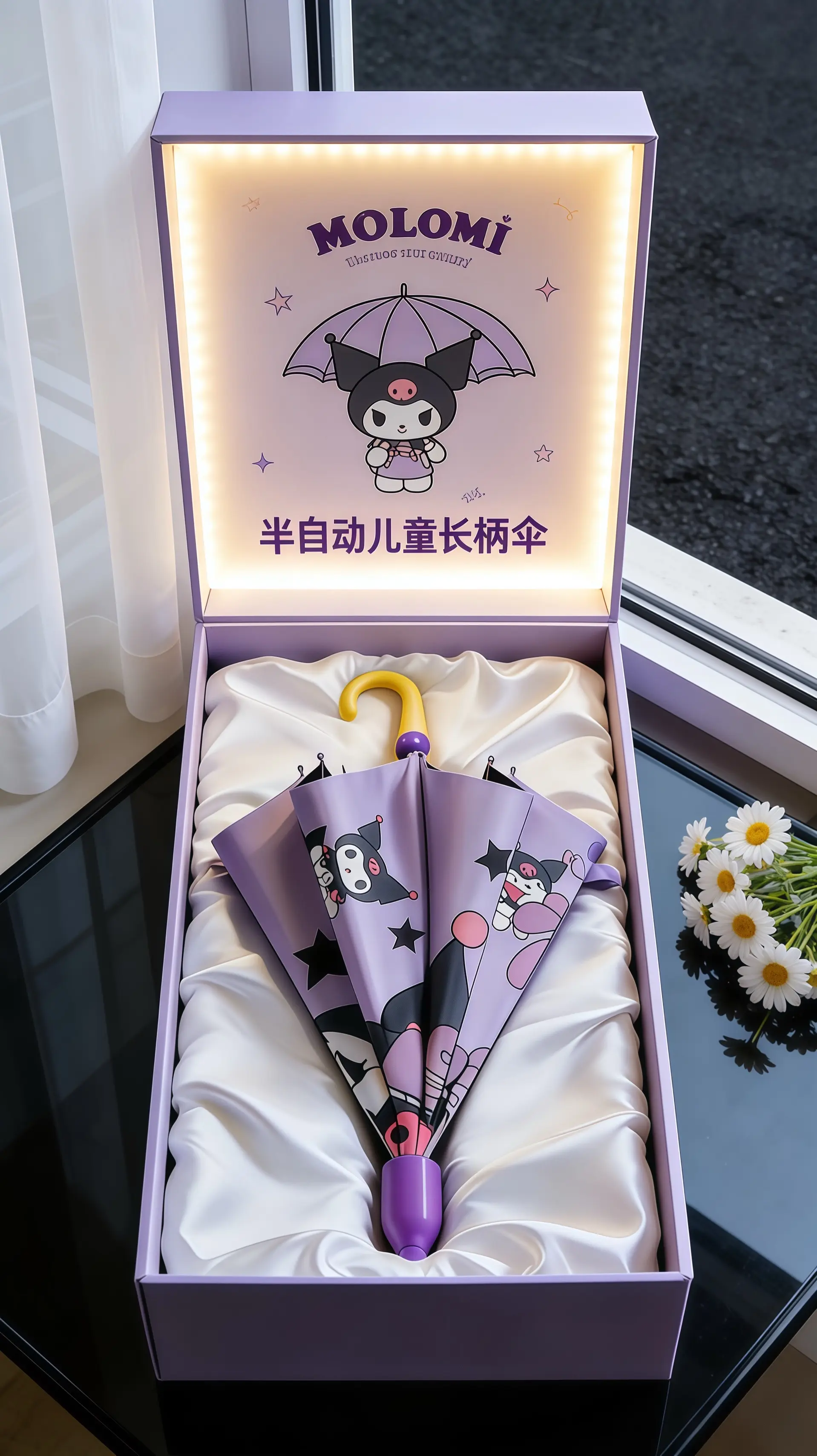 库洛米雨伞 儿童雨伞 晴雨两用伞 下雨必备 儿童雨伞带防水套