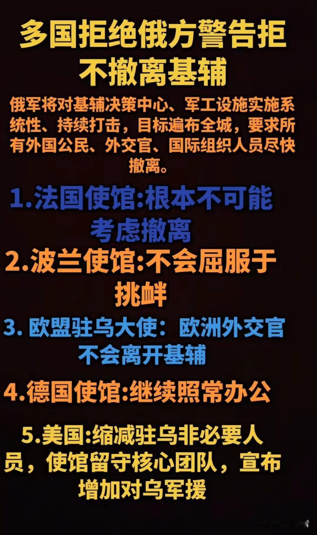 基辅大战一触即发，欧洲多国驻乌使馆还在死守，大家猜猜美国驻乌克兰大使馆会怎么样？