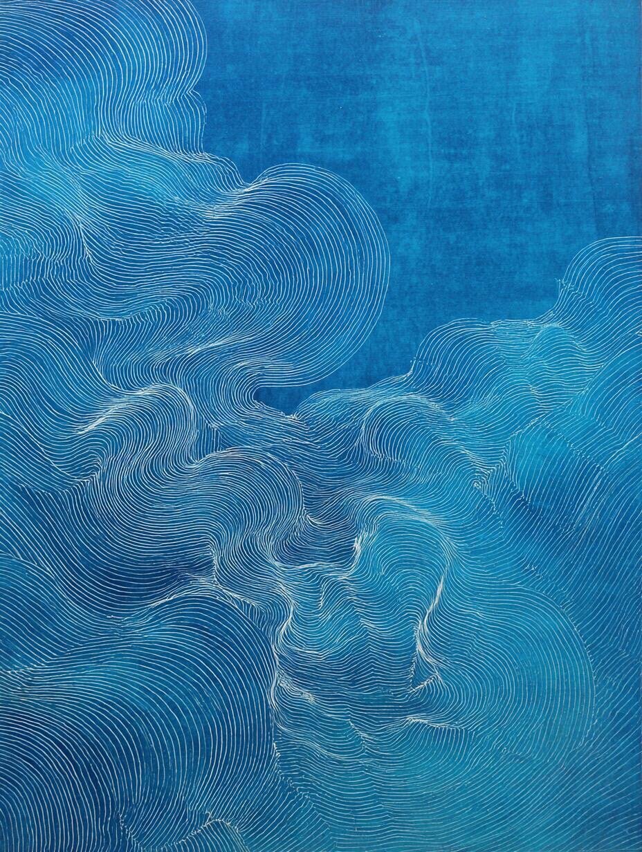 黛青疏流 | 青纹疏行，流意微转；工笔藏锋，澹然入境。 