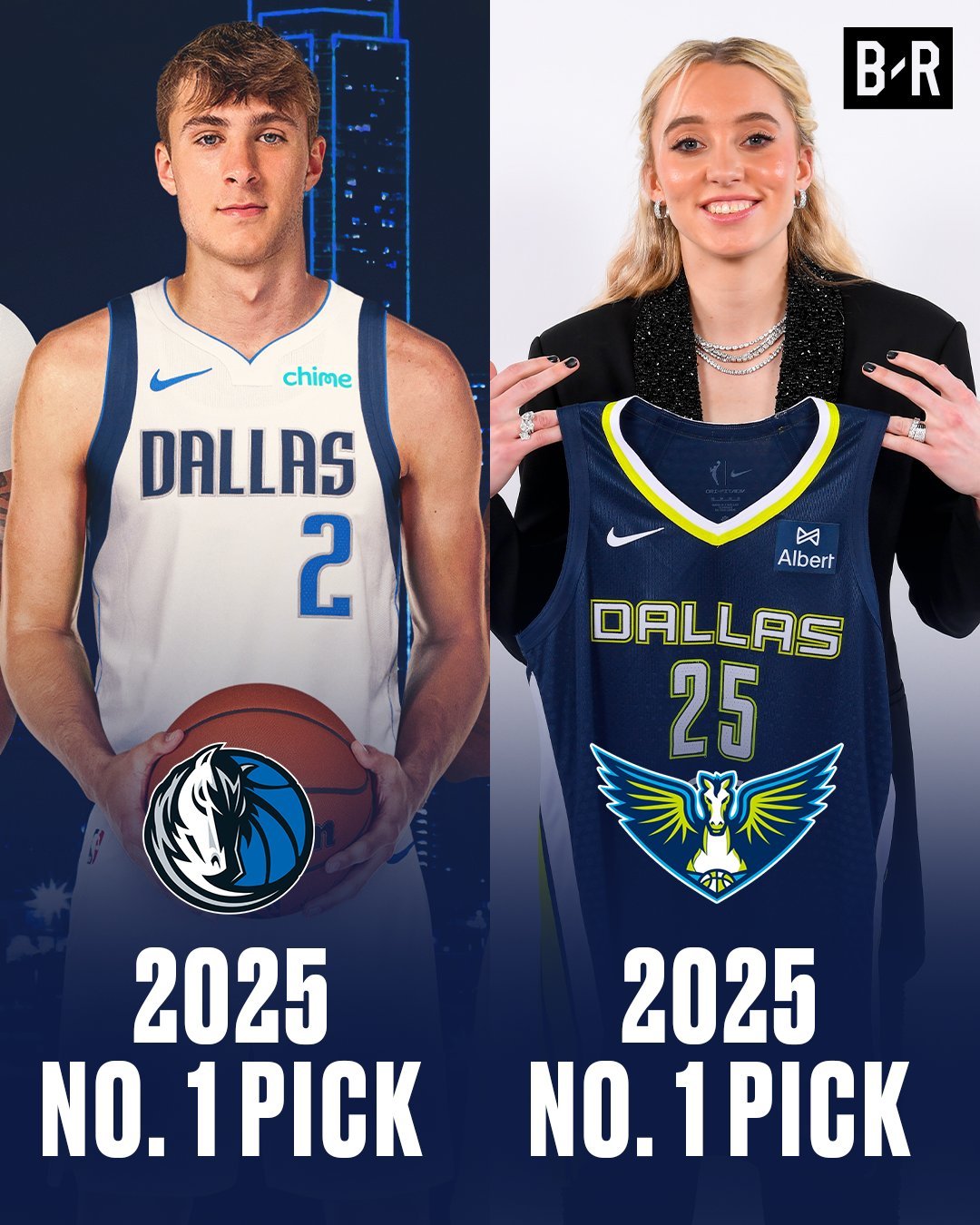 达拉斯独行侠同年夺得 NBA 和 WNBA 状元签。独行侠抽中状元签 ​​​